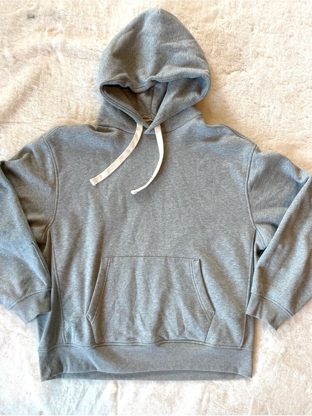 Everlane The ReTrack Hoodie Men's Heathered Grey with White Drawstrings XL